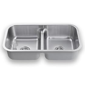 Undermount Stainless Steel Double Bowl Low Divide Kitchen Sink