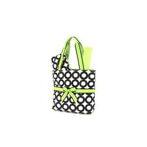 Quilted Circle and Lime Print 3 Pc Diaper Tote Bag