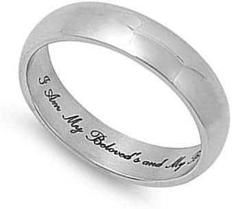 I Am My Beloved's Stainless Steel Band Ring (Size 8)
