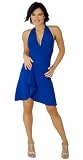 Sexy Short Evening Club Cocktail Halter Dress with Sarong Short Skirt from Hot Fash Dresses - CONTESSA Royal Blue