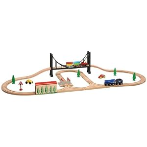 Nuchi Wooden Railway 38-piece Large Set with Bridge by 