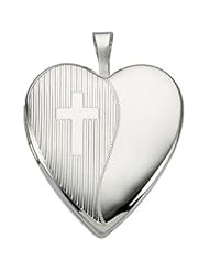 Sterling Silver Heart Locket with Cross