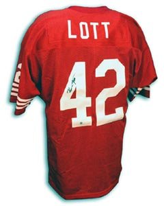 Ronnie Lott Signed San Francisco 49ers Throwback Red Jersey