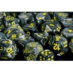 Polyhedral 7-Die Vortex Dice Set - Black with Yellow