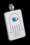 Stainless Steel Pendant -engraved "Hamsa" with Gemstone