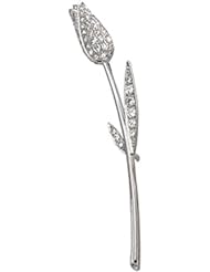 14K White Gold Diamond Rose Brooch - 1.00 Ct. -- LIFETIME WARRANTY