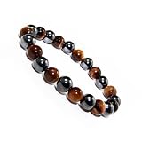 3x Power Men's Magnetic Hematite Tiger's Eye Bracelet - 7.5"