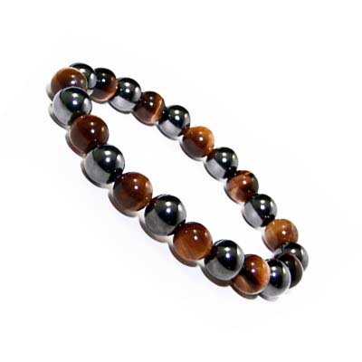 3x Power Men's Magnetic Hematite Tiger's Eye Bracelet - 7.5