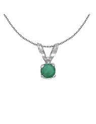 14k White Gold Round Emerald Pendant (chain NOT included)