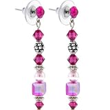 Fuchsia Pink Dangle SWAROVSKI CRYSTAL Earrings
