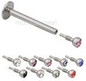 LOT of 9 Internally Threaded Gem Labret Lip Monroe 16g