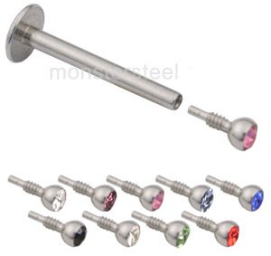 LOT of 9 Internally Threaded Gem Labret Lip Monroe 16g