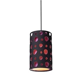 Enchantment - 1 Light Mini Pendant Lighting Fixture - Matte Black Hardback Fabric - Purple Fabric Diffuser - B6269