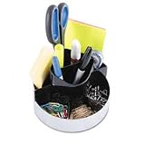 Kantek ORG620 - Rotating Desk Organizer, Plastic, 6 x 5 3/4 x 4 1/2, Black/Silver-KTKORG620