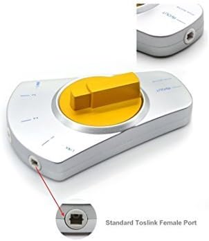 Toslink 3x1 3 input 1 output Digital Optical Audio Switcher Toslink Selector Switch Compatible with Fiber Optic Cables, HDTV, Blu-ray DVD player, PCM, Dolby Digital, DTS, XBOX360, PS3（Silvery+ gold）