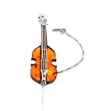Light Honey Amber Sterling Silver Violin Brooch Gemstone Size 22x39mm