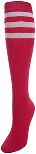 Julietta Womens Knee High Socks, Stripe Referee Style, Size 9-11 (Pink)