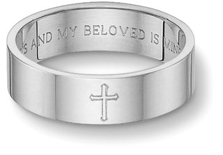 picture of 8mm Sterling Silver Song of Solomon Cross Wedding Band Ring