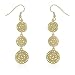 14k Yellow Gold Plated 3 Brushed Circle Drop Dangle Earrings