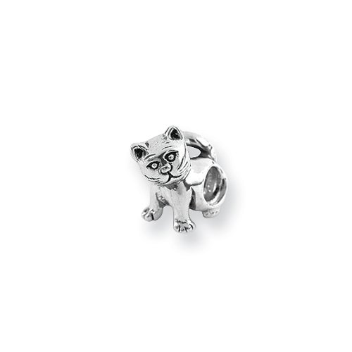 Kitten Charm in Sterling Silver for 3mm Reflections, Expression, Kera, Pandora and SilveRado Bracelets & Necklaces