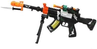 Camouflage 22" Battery Operated Toy Gun w/ Bipod, Bayonet, Lights, Sounds