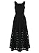 Clothink Women Black Organza Plaid Print Skater elegant Long Maxi Dress