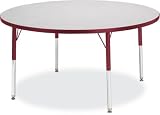 Jonti-Craft 6468JCT112 Kydz Activity Table - Round - 42 Inch Diameter, 11-15 Inch Height - Gray/Navy