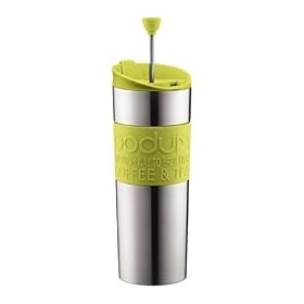 Bodum Stainless Steel Vacuum Travel Press Coffee Maker with Silicone Grip