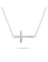 Sterling Silver Petite Sideways Cross Necklace
