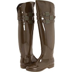 Calvin Klein Women's Ava Rain Boots,Dark Olive Rubber/Patent,10 M US