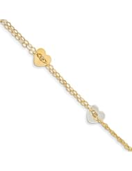 14k Two-tone Polished Heart Bracelet Length 7.25"