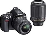 Nikon D3000 10MP Digital SLR Camera with 18-55mm f/3.5-5.6G & 55-200 AF-S D ....