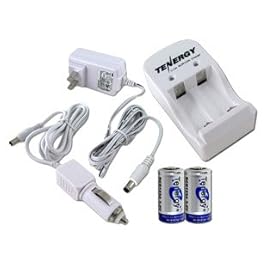 COMBO: Tenergy RCR123A Li-ion charger + 2 pcs RCR123A 3.0V 900mAh Rechargeable Li-Ion Protected Batteries