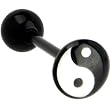 BIOPLAST Black YIN YANG LOGO Barbell Tongue Ring