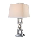 Dimond D1417 Albion Table Lamp in Clear Crystal and Chrome with Off-White Linen Shade