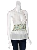 LIQUID Lucas Embroidered White Halter Top