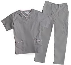 Natural Uniforms Contrast Trim Scrub Top & Pant Set