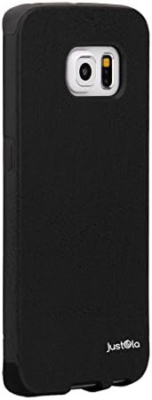 Samsung Galaxy S6 Edge case, JustOla [J-Leather Series], NEW, Slim, Perfect fit, Scratch Protection with Classy Colors smooth touch Leather Case for Samsung Galaxy S6 Edge Cover(2016) - Leather Black