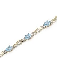 14kt Yellow Gold Oval Aquamarine and Diamond Bracelet