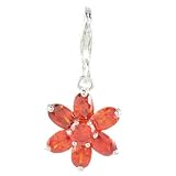 Oscaro Charms 925 Sterling Silver Flower Orange CZ Clip on Charm for Thomas Sabo style bracelets and necklaces