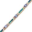 14K Yellow Gold Tanzanite, Diamond and Opal Inlay Bracelet