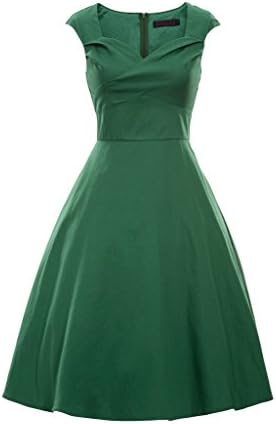 Elegant Vintage Style Cut Out V-neck Swing 1950s Women's Casual Retro Dress ZLV041