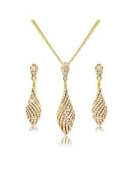 New 18k Tear Drop Gold Spiral Necklace Xmas Present, Beautiful Jewelry, Swarovski Elements Crystals, Gift for Her