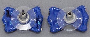 Large 3/4" Bling Bow Stud Earrings with Sparkling Blue Crystals Silver Tone Studs for Teens and Women