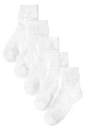 5 Pairs of Cotton Rich Scallop Trim Socks