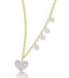 Meira T 14K Gold Pave Set Diamond Baby Heart Charm Accented with Bezel Set Diamonds Necklace