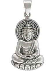 Sitting Young Buddha Pendant in Sterling Silver, #7629