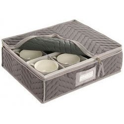 China Cup Storage Chest - Deluxe Quilted Microfiber (Light Gray) (13 China Cup Storage Chest - Deluxe Quilted Microfiber (Light Gray) (13