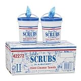 ITW Dymon SCRUBS Hand Cleaner Cloth Towels, 10-1/2 x 12-1/4 - 72 per Bucket, 6 Buckets per Carton (Blue/White)