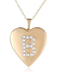 Momento Lockets Silver Swarovski Crystal Initial B Locket Necklace, 18"